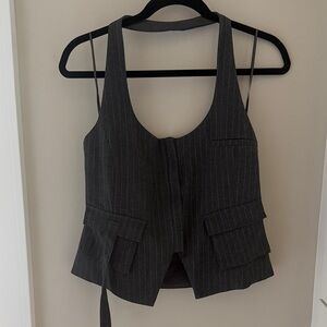 Zara Charcoal Pinstripe Vest Top